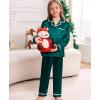 image:imageSWOMOG Family Christmas Pajamas Matching Sets Silk Family Pajamas Long Sleeve Button Down Pj SetDark Green