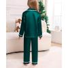 image:imageSWOMOG Family Christmas Pajamas Matching Sets Silk Family Pajamas Long Sleeve Button Down Pj SetDark Green