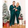 image:imageSWOMOG Family Christmas Pajamas Matching Sets Silk Family Pajamas Long Sleeve Button Down Pj SetDark Green