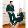 image:imageSWOMOG Family Christmas Pajamas Matching Sets Silk Family Pajamas Long Sleeve Button Down Pj SetDark Green