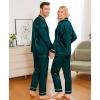 image:imageSWOMOG Family Christmas Pajamas Matching Sets Silk Family Pajamas Long Sleeve Button Down Pj SetDark Green