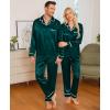 image:imageSWOMOG Family Christmas Pajamas Matching Sets Silk Family Pajamas Long Sleeve Button Down Pj SetDark Green