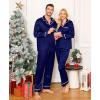 image:imageSWOMOG Family Christmas Pajamas Matching Sets Silk Family Pajamas Long Sleeve Button Down Pj SetDeep Navy Blue