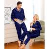 image:imageSWOMOG Family Christmas Pajamas Matching Sets Silk Family Pajamas Long Sleeve Button Down Pj SetDeep Navy Blue