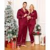 image:imageSWOMOG Family Christmas Pajamas Matching Sets Silk Family Pajamas Long Sleeve Button Down Pj SetDeep Wine Red