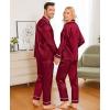 image:imageSWOMOG Family Christmas Pajamas Matching Sets Silk Family Pajamas Long Sleeve Button Down Pj SetDeep Wine Red