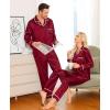 image:imageSWOMOG Family Christmas Pajamas Matching Sets Silk Family Pajamas Long Sleeve Button Down Pj SetDeep Wine Red