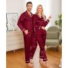 image:imageSWOMOG Family Christmas Pajamas Matching Sets Silk Family Pajamas Long Sleeve Button Down Pj SetDeep Wine Red