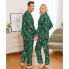 image:imageSWOMOG Family Christmas Pajamas Matching Sets Silk Family Pajamas Long Sleeve Button Down Pj SetGreen Candy Crutch
