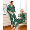 image:imageSWOMOG Family Christmas Pajamas Matching Sets Silk Family Pajamas Long Sleeve Button Down Pj SetGreen Candy Crutch