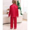 image:imageSWOMOG Family Christmas Pajamas Matching Sets Silk Family Pajamas Long Sleeve Button Down Pj SetRed