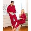 image:imageSWOMOG Family Christmas Pajamas Matching Sets Silk Family Pajamas Long Sleeve Button Down Pj SetRed