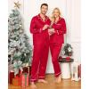 image:imageSWOMOG Family Christmas Pajamas Matching Sets Silk Family Pajamas Long Sleeve Button Down Pj SetRed