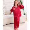 image:imageSWOMOG Family Christmas Pajamas Matching Sets Silk Family Pajamas Long Sleeve Button Down Pj SetRed