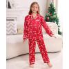 image:imageSWOMOG Family Christmas Pajamas Matching Sets Silk Family Pajamas Long Sleeve Button Down Pj SetRed Candy Crutch