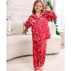 image:imageSWOMOG Family Christmas Pajamas Matching Sets Silk Family Pajamas Long Sleeve Button Down Pj SetRed Candy Crutch