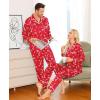 image:imageSWOMOG Family Christmas Pajamas Matching Sets Silk Family Pajamas Long Sleeve Button Down Pj SetRed Candy Crutch