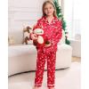 image:imageSWOMOG Family Christmas Pajamas Matching Sets Silk Family Pajamas Long Sleeve Button Down Pj SetRed Candy Crutch