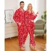 image:imageSWOMOG Family Christmas Pajamas Matching Sets Silk Family Pajamas Long Sleeve Button Down Pj SetRed Candy Crutch