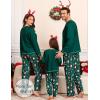 image:imageSWOMOG Family Christmas Pajamas Set Party Holiday Sleepwear Long Sleeve ButtonDown Loungewear SetGreen Santa Clauspullover