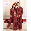 image:imageSWOMOG Family Christmas Pajamas Set Party Holiday Sleepwear Long Sleeve ButtonDown Loungewear SetRed Green Grid