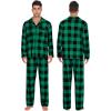 image:imageSWOMOG Family Christmas Pajamas Set Women amp Men Long Sleeve Pj Set Party Sleepwear ButtonDown Loungewear SetBig Green With Black Grid