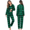 image:imageSWOMOG Family Christmas Pajamas Set Women amp Men Long Sleeve Pj Set Party Sleepwear ButtonDown Loungewear SetBig Green With Black Grid