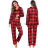 image:imageSWOMOG Family Christmas Pajamas Set Women amp Men Long Sleeve Pj Set Party Sleepwear ButtonDown Loungewear SetBig Red With Black Grid