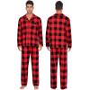 image:imageSWOMOG Family Christmas Pajamas Set Women amp Men Long Sleeve Pj Set Party Sleepwear ButtonDown Loungewear SetBig Red With Black Grid
