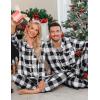 image:imageSWOMOG Family Christmas Pajamas Set Women amp Men Long Sleeve Pj Set Party Sleepwear ButtonDown Loungewear SetBlack White Grid