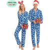 image:imageSWOMOG Family Christmas Pajamas Set Women amp Men Long Sleeve Pj Set Party Sleepwear ButtonDown Loungewear SetBlue With Polar Bear