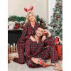 image:imageSWOMOG Family Christmas Pajamas Set Women amp Men Long Sleeve Pj Set Party Sleepwear ButtonDown Loungewear SetGreen Grid