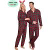 image:imageSWOMOG Family Christmas Pajamas Set Women amp Men Long Sleeve Pj Set Party Sleepwear ButtonDown Loungewear SetGreen Grid