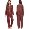 image:imageSWOMOG Family Christmas Pajamas Set Women amp Men Long Sleeve Pj Set Party Sleepwear ButtonDown Loungewear SetRed Green Grid