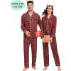 image:imageSWOMOG Family Christmas Pajamas Set Women amp Men Long Sleeve Pj Set Party Sleepwear ButtonDown Loungewear SetRed Green Grid