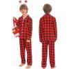 image:imageSWOMOG Family Christmas Pajamas Set Women amp Men Long Sleeve Pj Set Party Sleepwear ButtonDown Loungewear SetRed With Black Grid