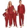 image:imageSWOMOG Family Christmas Pajamas Set Women amp Men Long Sleeve Pj Set Party Sleepwear ButtonDown Loungewear SetRed With Black Grid