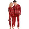 image:imageSWOMOG Family Christmas Pajamas Set Women amp Men Long Sleeve Pj Set Party Sleepwear ButtonDown Loungewear SetRed With Black Grid