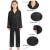 image:imageSWOMOG Family Matching Button Down Pajamas Pjs Silk Satin Long Sleeve Shirt Long Pants Set Sleepwear 2 Pcs Outfits LoungewearBlack