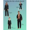 image:imageSWOMOG Family Matching Button Down Pajamas Pjs Silk Satin Long Sleeve Shirt Long Pants Set Sleepwear 2 Pcs Outfits LoungewearBlack