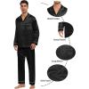 image:imageSWOMOG Family Matching Button Down Pajamas Pjs Silk Satin Long Sleeve Shirt Long Pants Set Sleepwear 2 Pcs Outfits LoungewearBlack