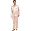 image:imageSWOMOG Family Matching Button Down Pajamas Pjs Silk Satin Long Sleeve Shirt Long Pants Set Sleepwear 2 Pcs Outfits LoungewearChampagne