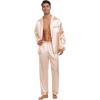 image:imageSWOMOG Family Matching Button Down Pajamas Pjs Silk Satin Long Sleeve Shirt Long Pants Set Sleepwear 2 Pcs Outfits LoungewearChampagne