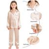 image:imageSWOMOG Family Matching Button Down Pajamas Pjs Silk Satin Long Sleeve Shirt Long Pants Set Sleepwear 2 Pcs Outfits LoungewearChampagne