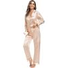 image:imageSWOMOG Family Matching Button Down Pajamas Pjs Silk Satin Long Sleeve Shirt Long Pants Set Sleepwear 2 Pcs Outfits LoungewearChampagne