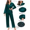 image:imageSWOMOG Family Matching Button Down Pajamas Pjs Silk Satin Long Sleeve Shirt Long Pants Set Sleepwear 2 Pcs Outfits LoungewearDark Green