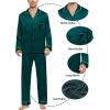 image:imageSWOMOG Family Matching Button Down Pajamas Pjs Silk Satin Long Sleeve Shirt Long Pants Set Sleepwear 2 Pcs Outfits LoungewearDark Green