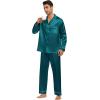 image:imageSWOMOG Family Matching Button Down Pajamas Pjs Silk Satin Long Sleeve Shirt Long Pants Set Sleepwear 2 Pcs Outfits LoungewearGreen