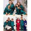 image:imageSWOMOG Family Matching Button Down Pajamas Pjs Silk Satin Long Sleeve Shirt Long Pants Set Sleepwear 2 Pcs Outfits LoungewearGreen
