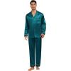 image:imageSWOMOG Family Matching Button Down Pajamas Pjs Silk Satin Long Sleeve Shirt Long Pants Set Sleepwear 2 Pcs Outfits LoungewearGreen